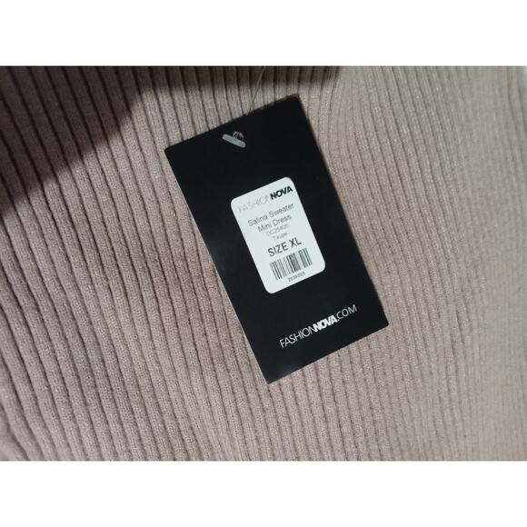 Salina Backless Ribbed Knit Mini Sweater Dress Taupe  Size XL New With TAGS - Picture 13 of 13